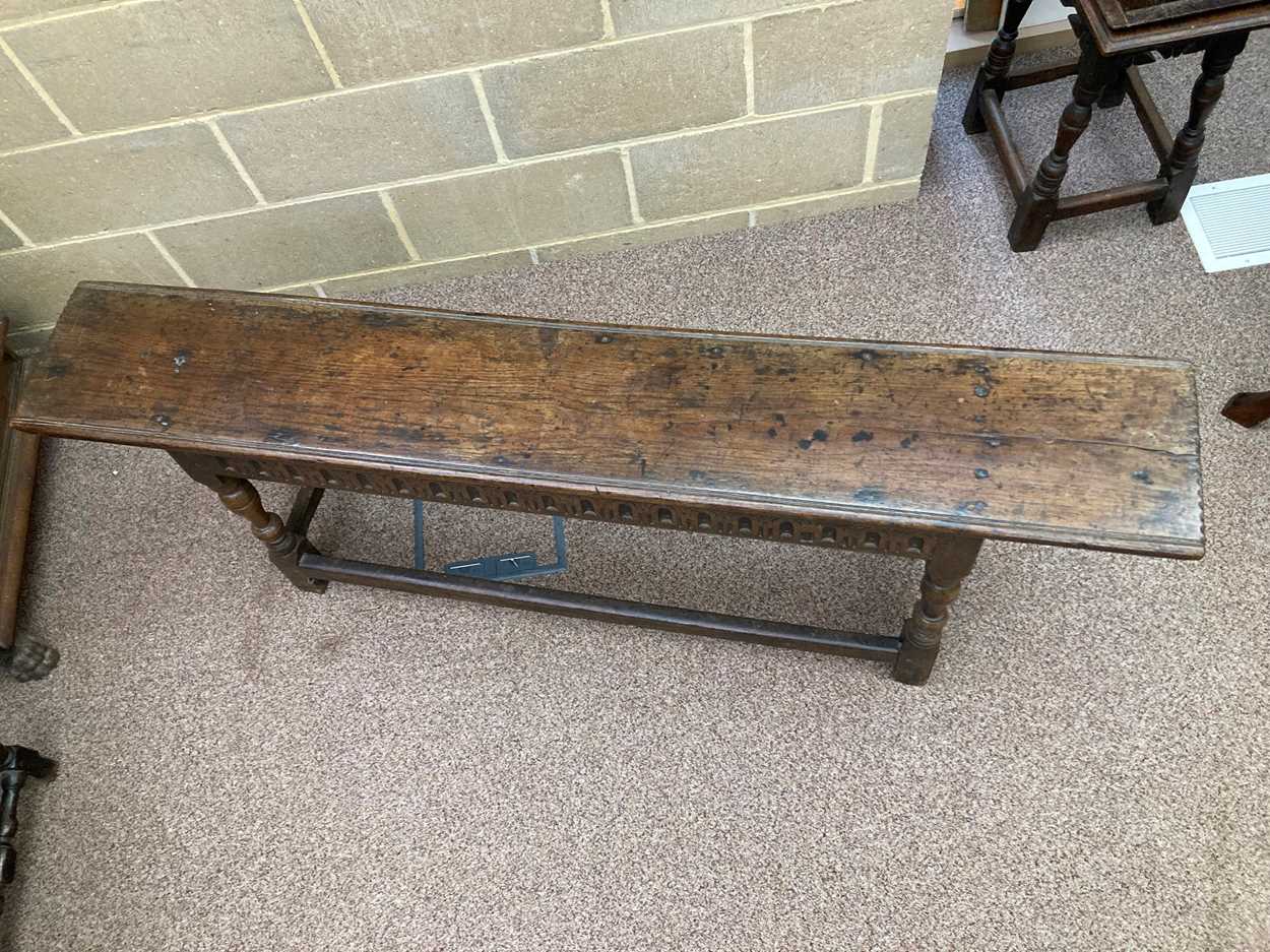 A carved oak bench, 17th century, - Image 4 of 20