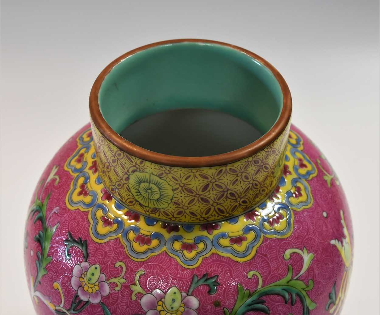 A Chinese famille rose porcelain vase and cover, - Image 3 of 19