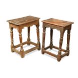 Two similar oak joint stools, 17th century,