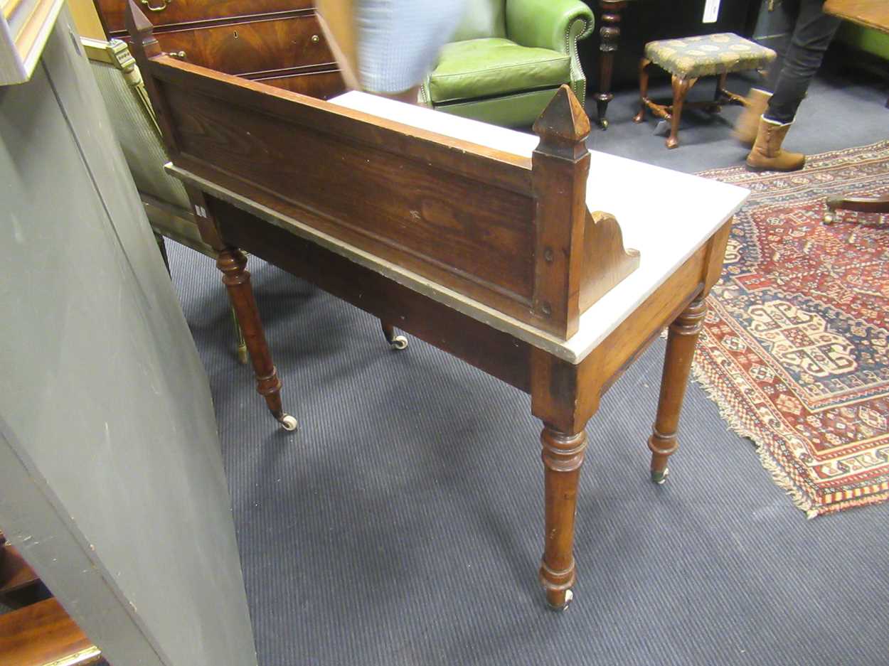 A Victorian pitch pine marble top washstand, - Image 5 of 15