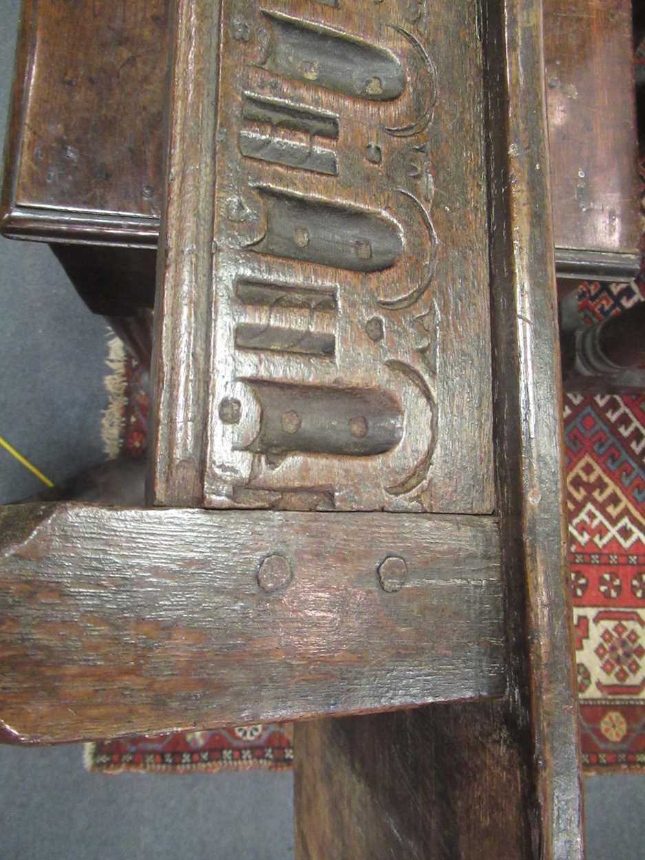 A carved oak bench, 17th century, - Image 18 of 20