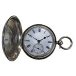 Unsigned - A Victorian Sterling silver hunter pocket watch,