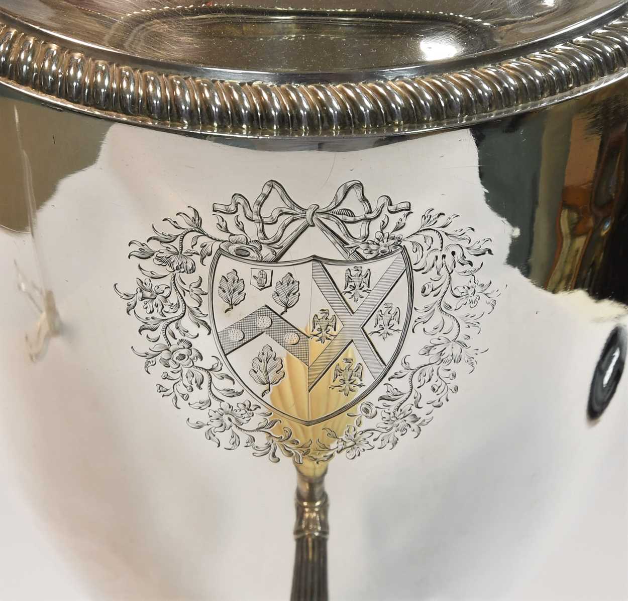 A George III 18th century silver hot water urn and cover, - Image 3 of 11