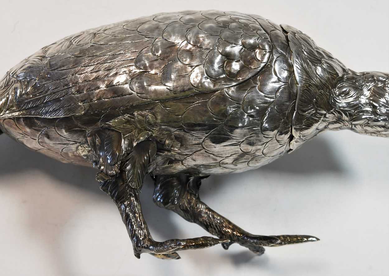 An early 20th century German metalwares silver novelty table ornament modelled as a grouse, - Image 6 of 7