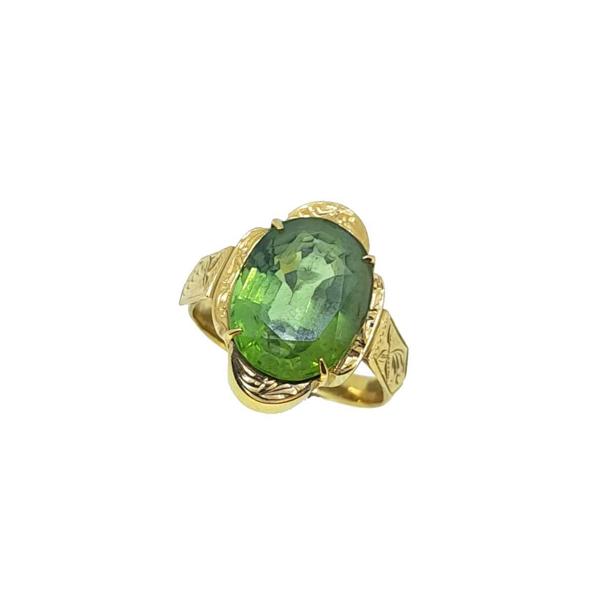 A single stone peridot ring,