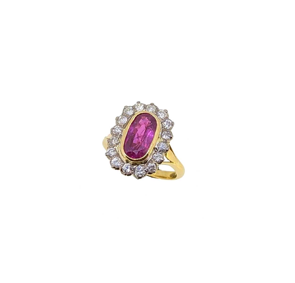 A ruby and diamond cluster ring, - Image 2 of 5