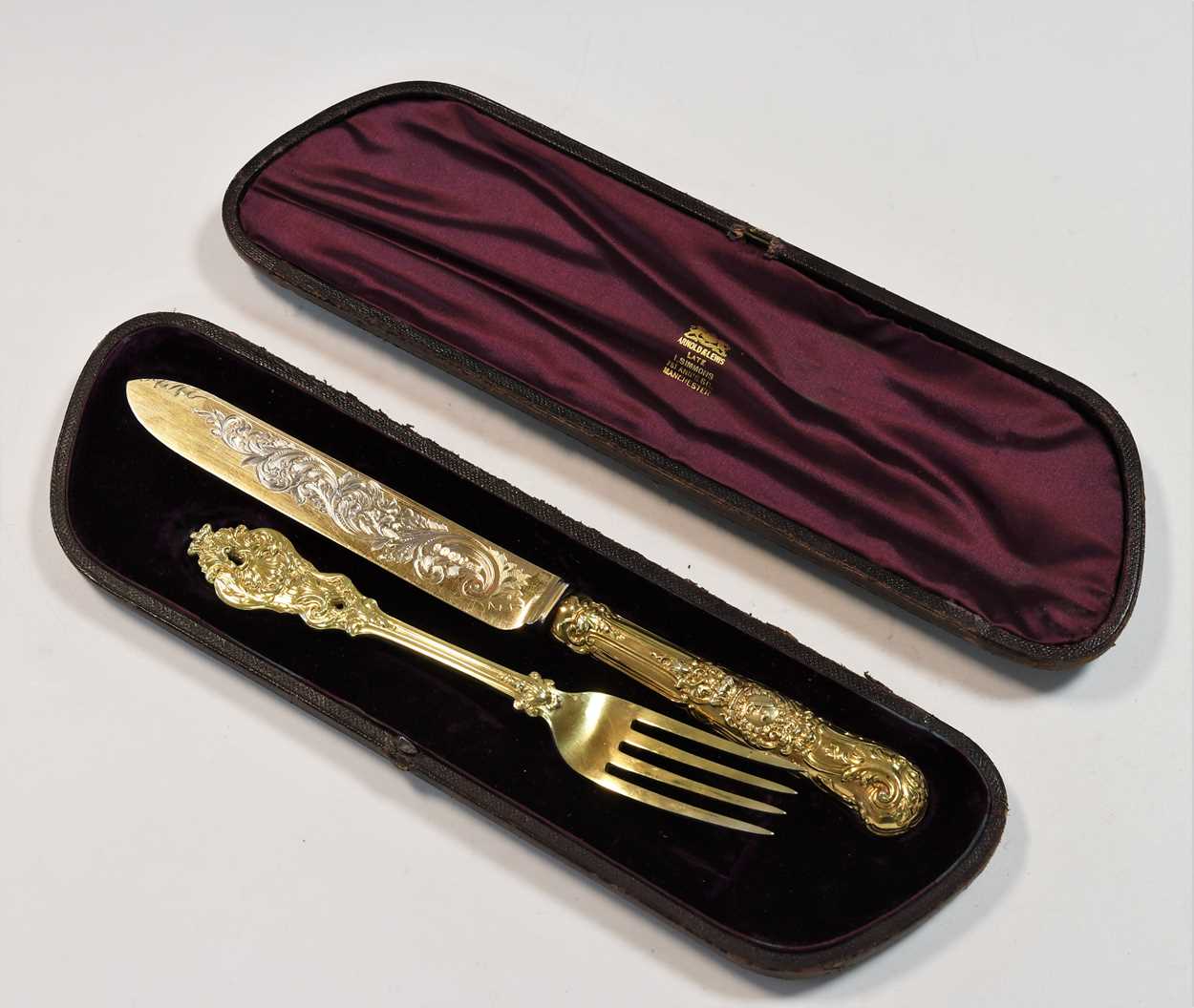 A Victorian silver gilt cased presentation fork and knife, a possible gift to Prince Albert, - Image 11 of 18