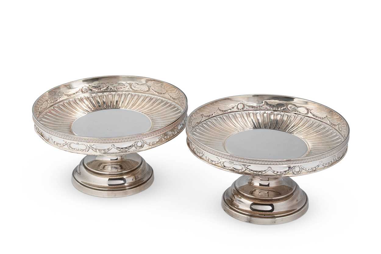 A pair of late 19th century Austrian metalwares silver standing dishes,