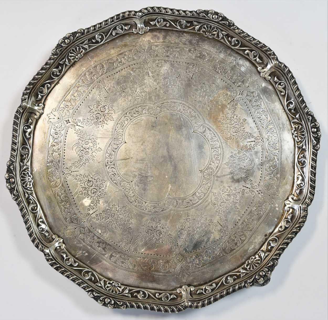 A Victorian silver salver, - Image 4 of 6
