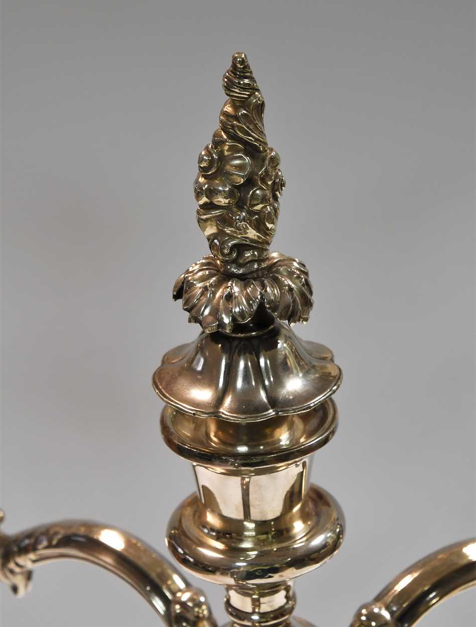 A (probably) late 19th century silver plated 3 light candelabra, - Image 2 of 4