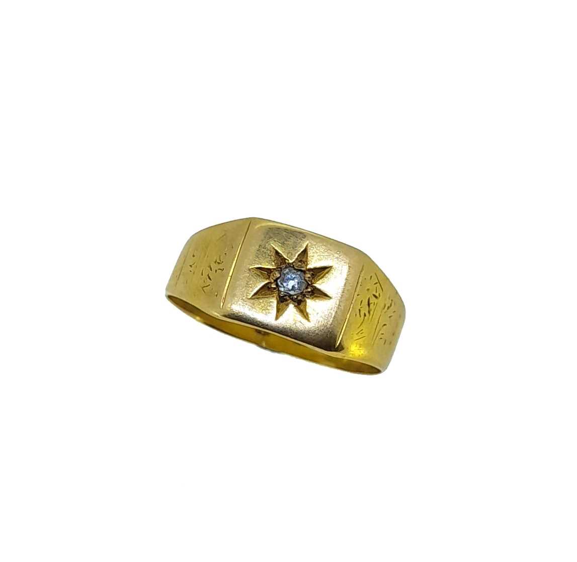 An early 20th century 18ct gold diamond set signet ring,