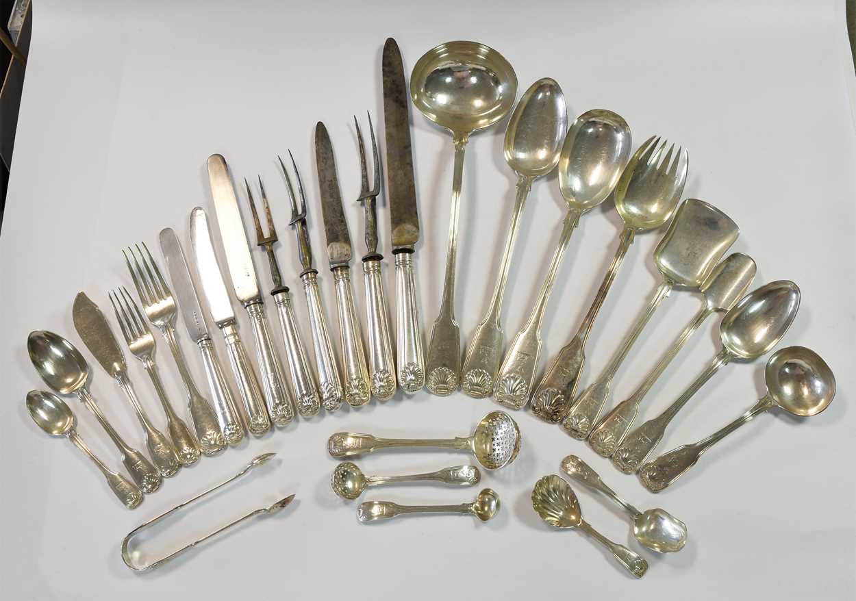 A 64-piece set of George IV silver flatware with 89 additions, - Image 2 of 27