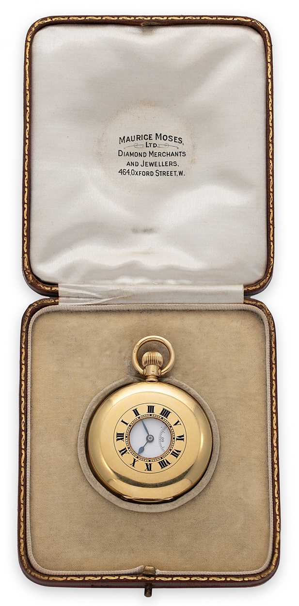 Baume & Co. for Maurice Moses, London - An 18ct gold half hunter pocket watch,