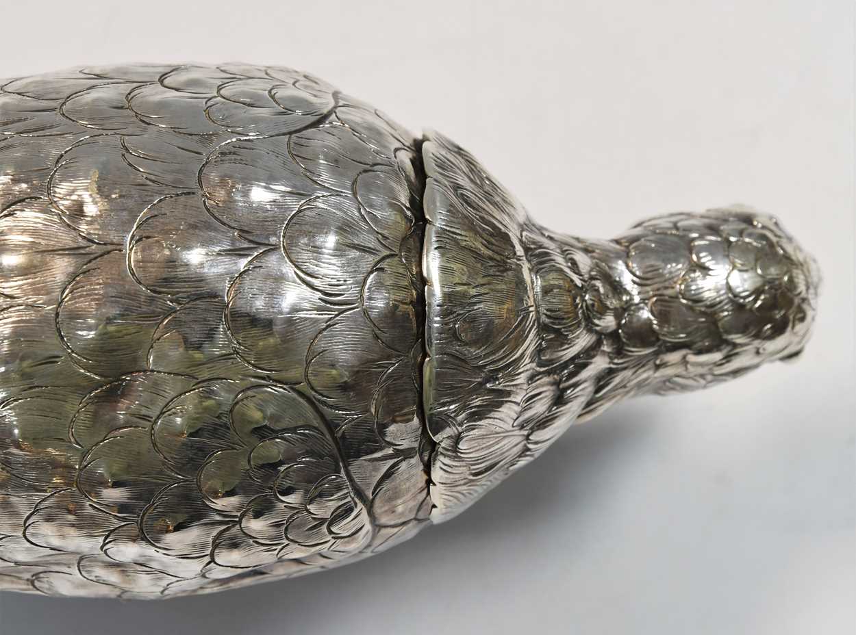 An early 20th century German metalwares silver novelty table ornament modelled as a grouse, - Image 5 of 7