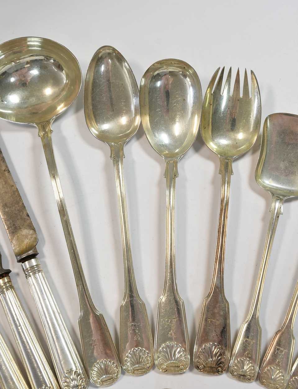 A 64-piece set of George IV silver flatware with 89 additions, - Image 6 of 27