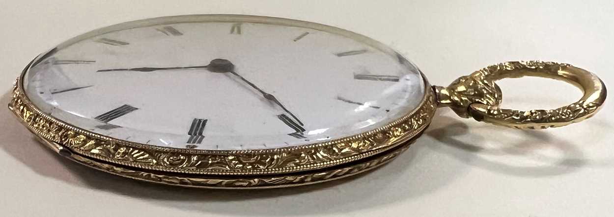 Courvoisier & Company, La Chaux de Fonds - A Swiss 18ct gold open faced slim dress pocket watch, - Image 2 of 7