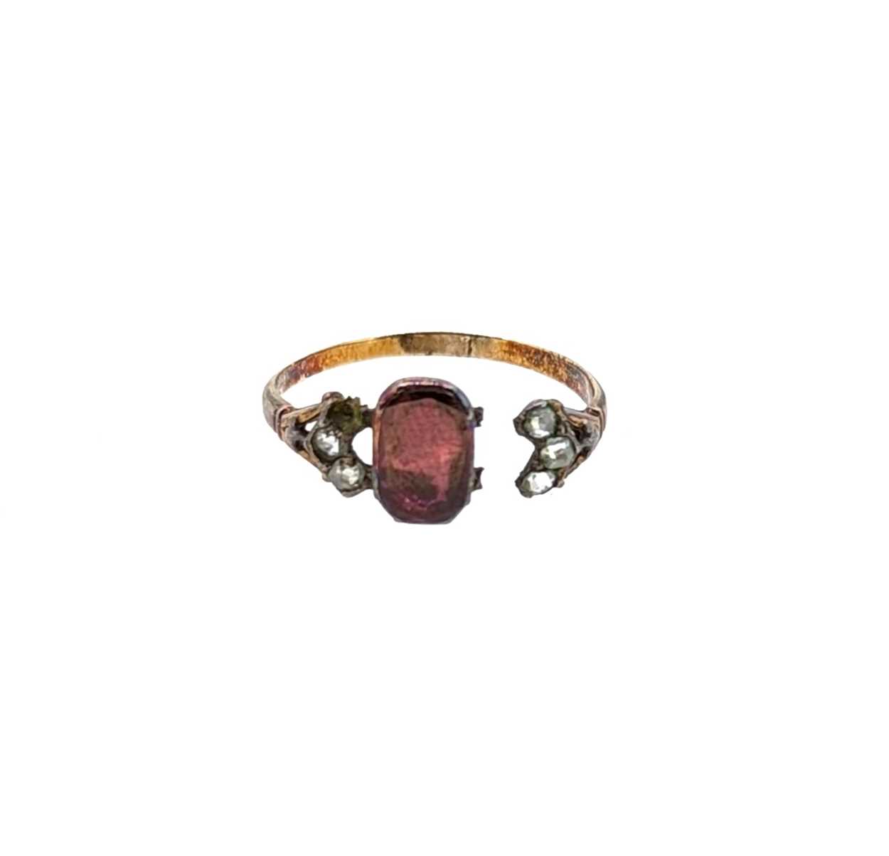 A 19th century foil backed garnet memorial heart pendant and ring, - Image 5 of 8
