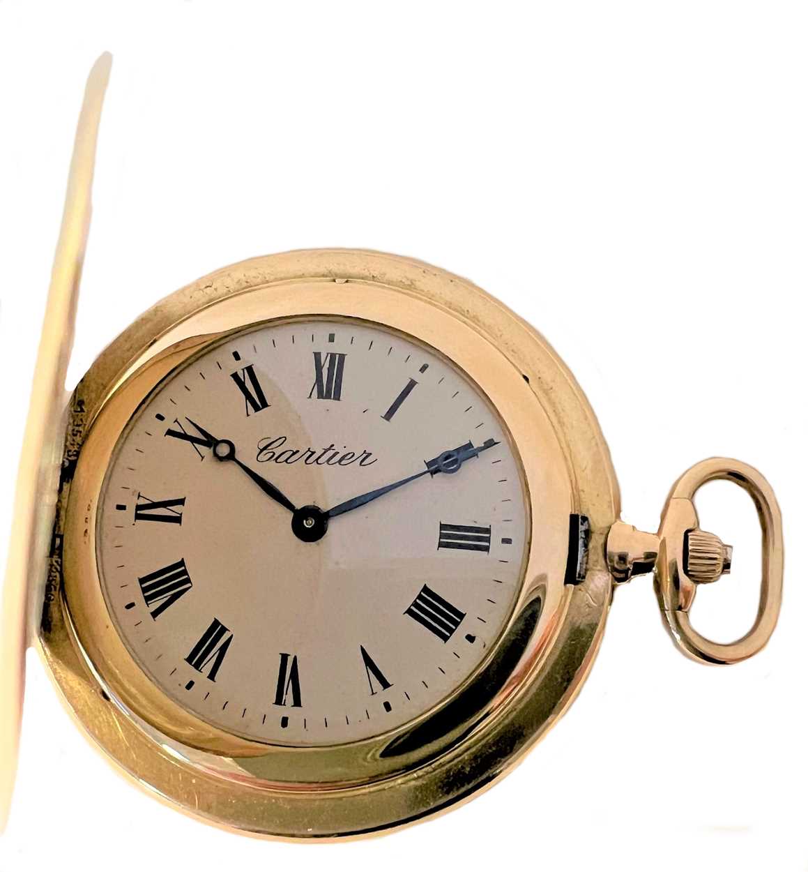 Cartier - An 18ct gold exceptionally slim hunter dress pocket watch,