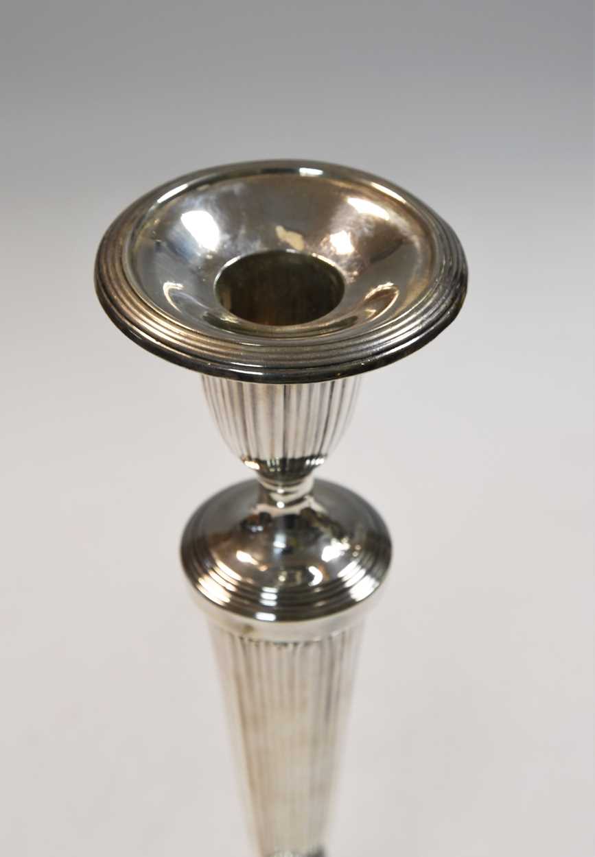 A pair of George III 18th century silver candlesticks, - Image 3 of 5