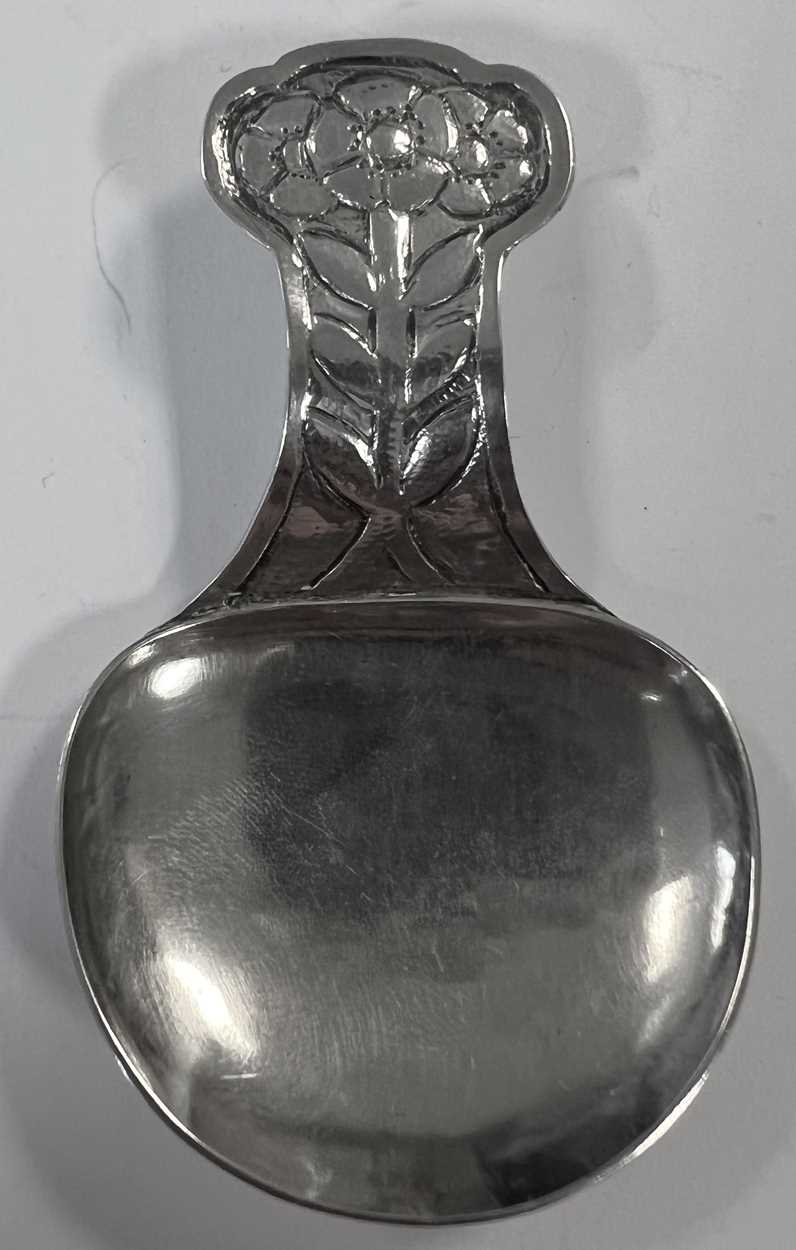 A collection of six silver 'Arts & Crafts' and later caddy spoons, - Image 8 of 19