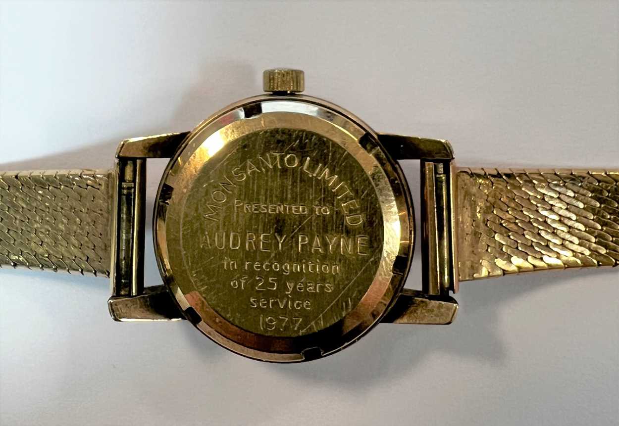 Omega - A 9ct gold 'Ladymatic' wristwatch on a later 9ct gold bracelet, - Image 2 of 6