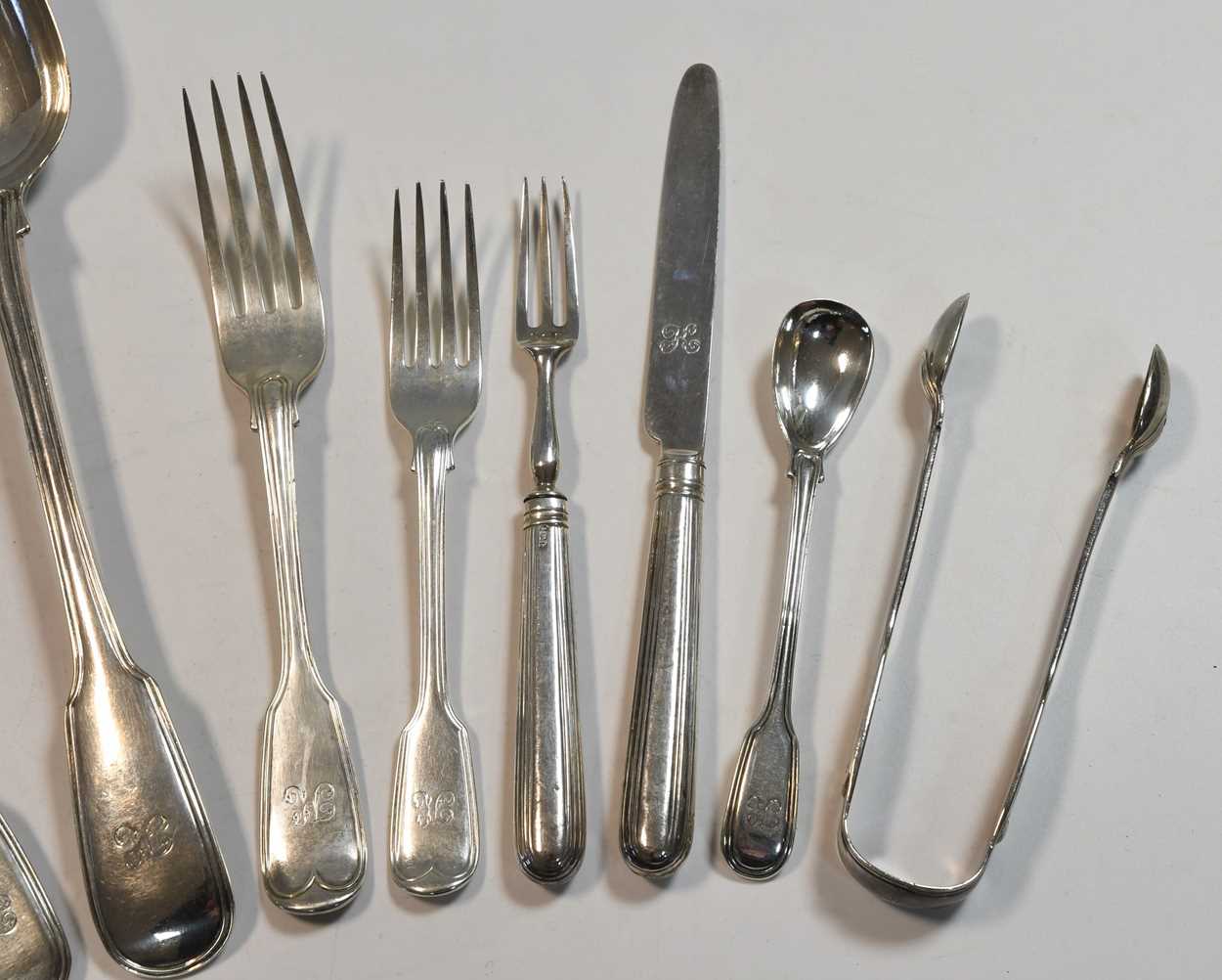 A 53-piece set of Victorian silver flatware with 34 additions, - Image 2 of 10