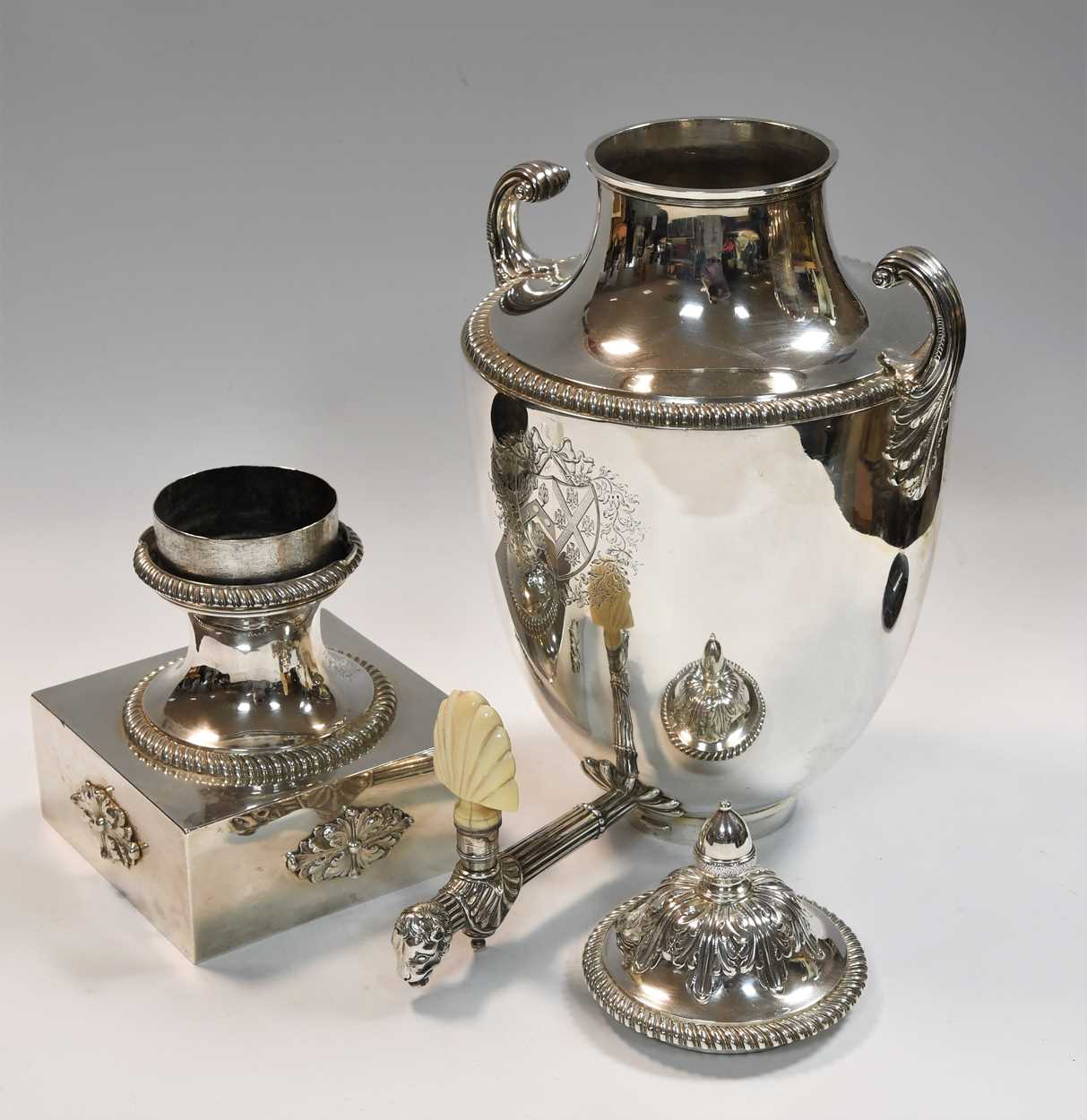 A George III 18th century silver hot water urn and cover, - Image 11 of 11