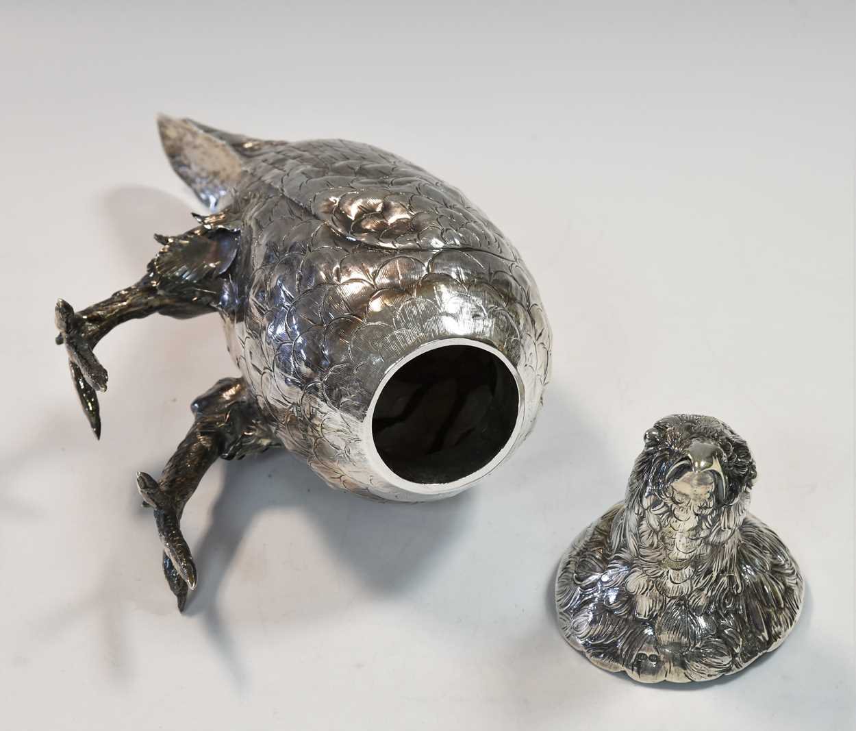 An early 20th century German metalwares silver novelty table ornament modelled as a grouse, - Image 3 of 7