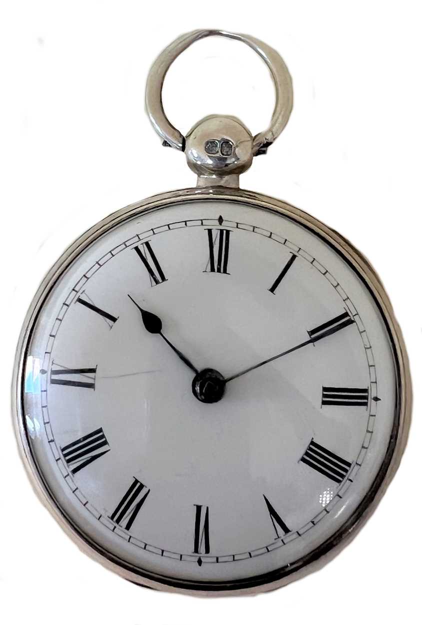 William Nadauld, London - An early 19th century open faced pocket watch in a later Sterling silver c