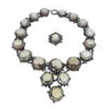 A Victorian quartz centrepiece necklace and brooch,