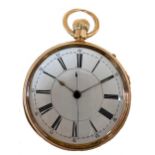 Cahoon Brothers, Belfast - An 18ct gold open faced chronograph pocket watch,