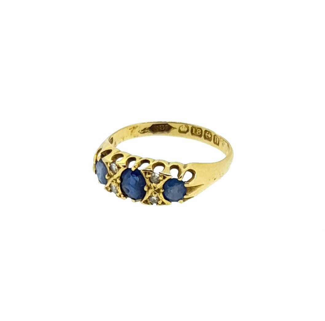 An early 20th century sapphire and diamond ring, - Image 2 of 3