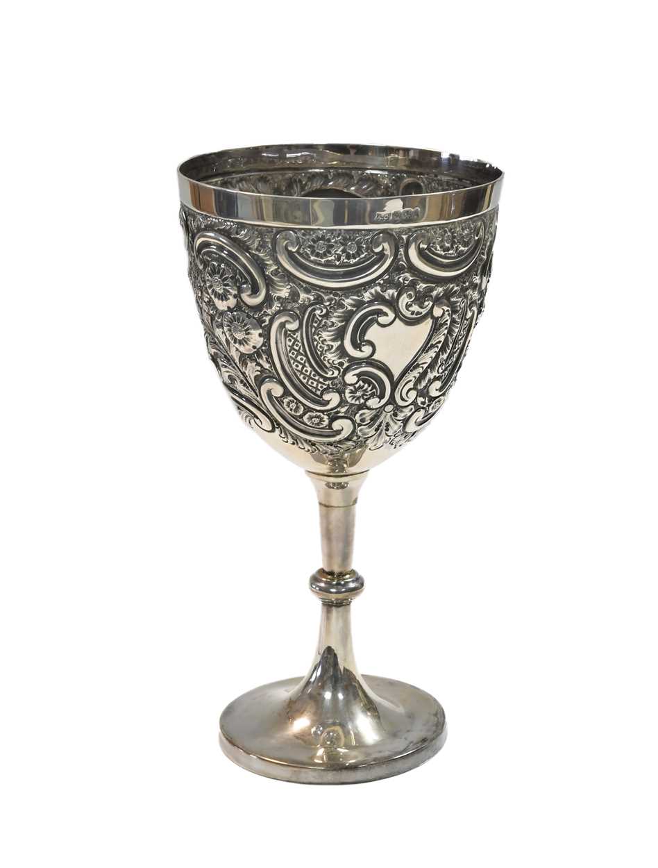 A Victorian silver oversized goblet,