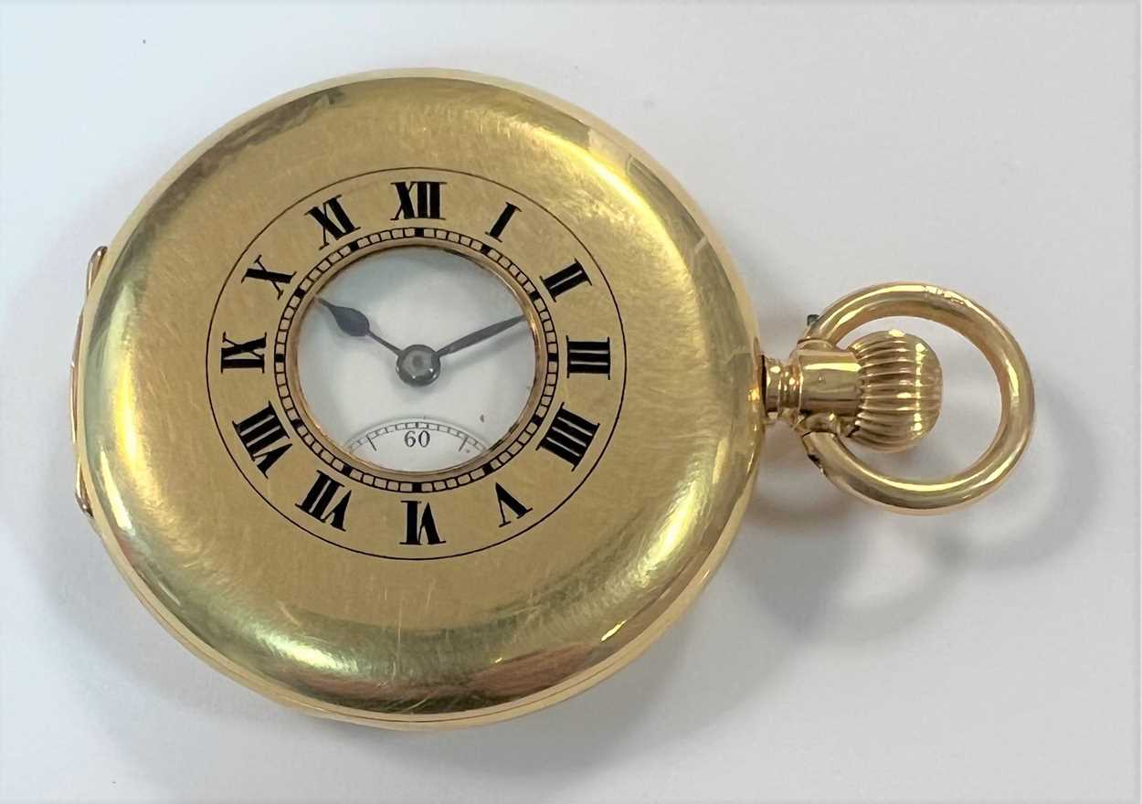 Baume & Co. for Maurice Moses, London - An 18ct gold half hunter pocket watch, - Image 3 of 11