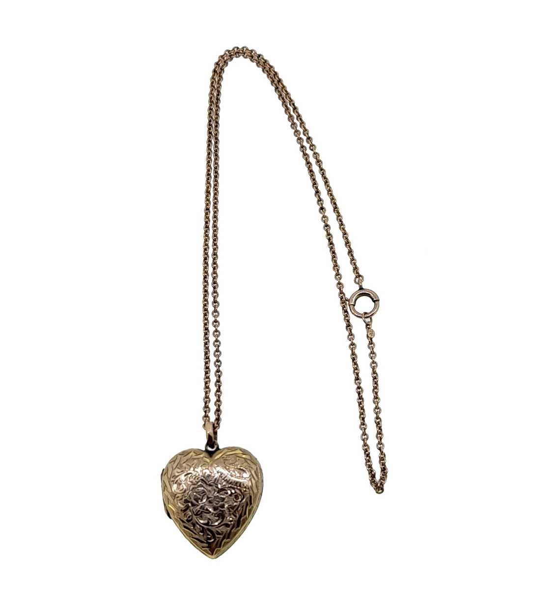 An Edwardian 9ct gold hinged heart locket and chain, - Image 3 of 3