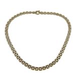 A 9ct gold brick link collarette necklace,