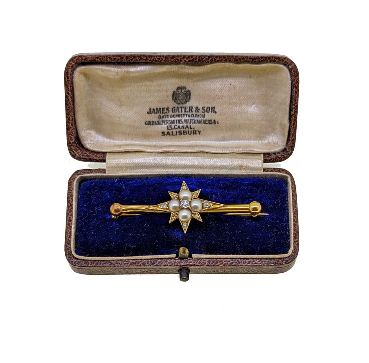 A pearl and diamond star brooch, - Image 3 of 3