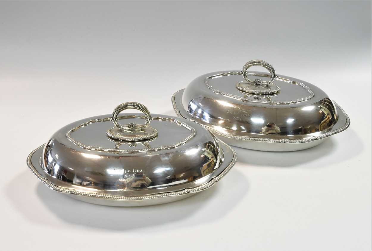 A pair of George V silver entrée dishes, - Image 2 of 12
