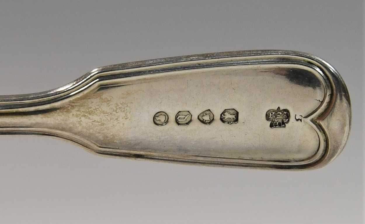 A 33-piece set of Victorian silver flatware, mark of Hunt & Roskell with 23 additions, - Image 6 of 7