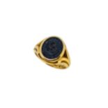 A Victorian 18ct gold bloodstone signet ring,