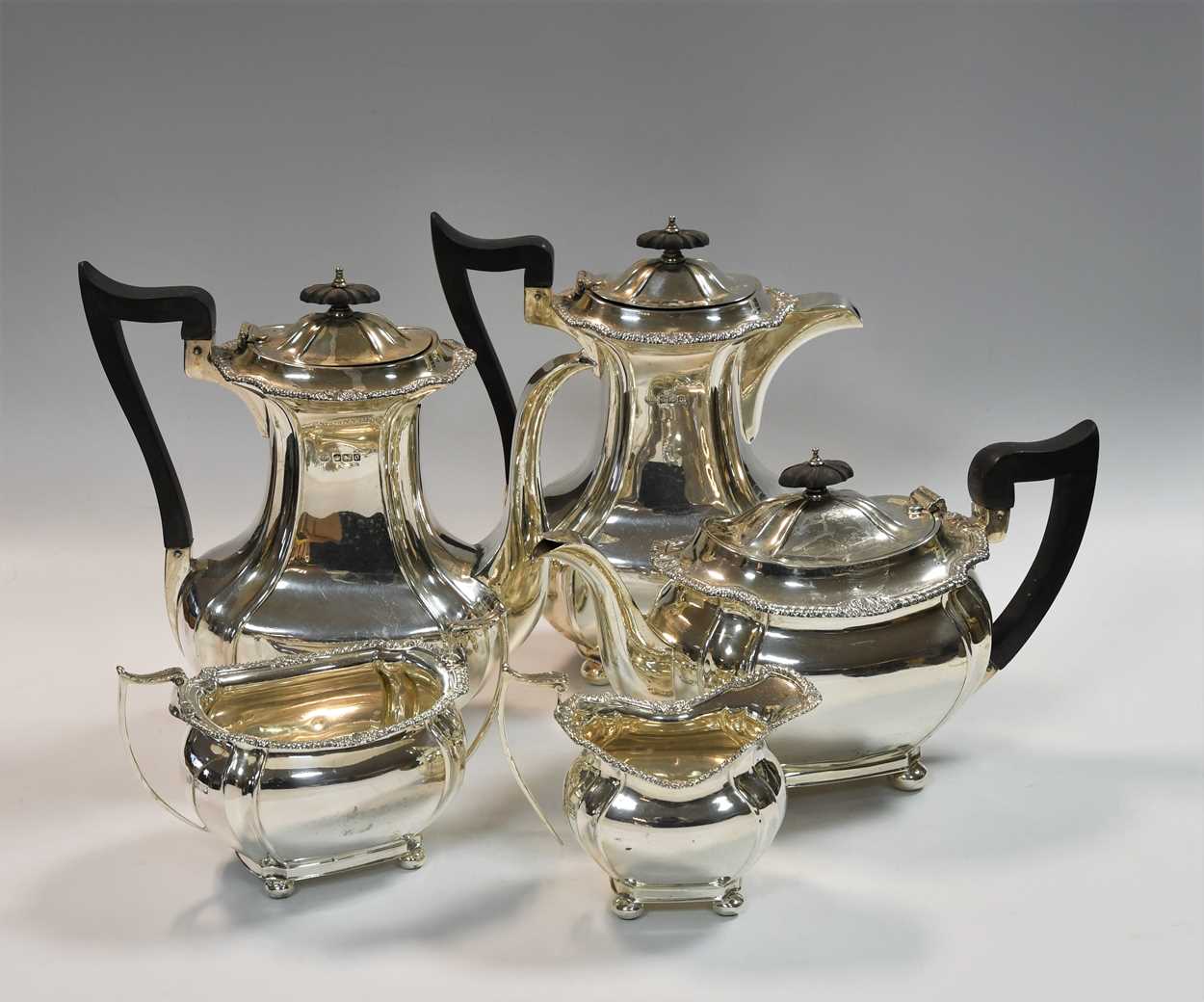 An Edward VII silver 5-piece tea and coffee set, - Image 2 of 9
