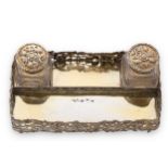 A William IV silver gilt miniature desk inkstand, mark of Joseph Willmore,