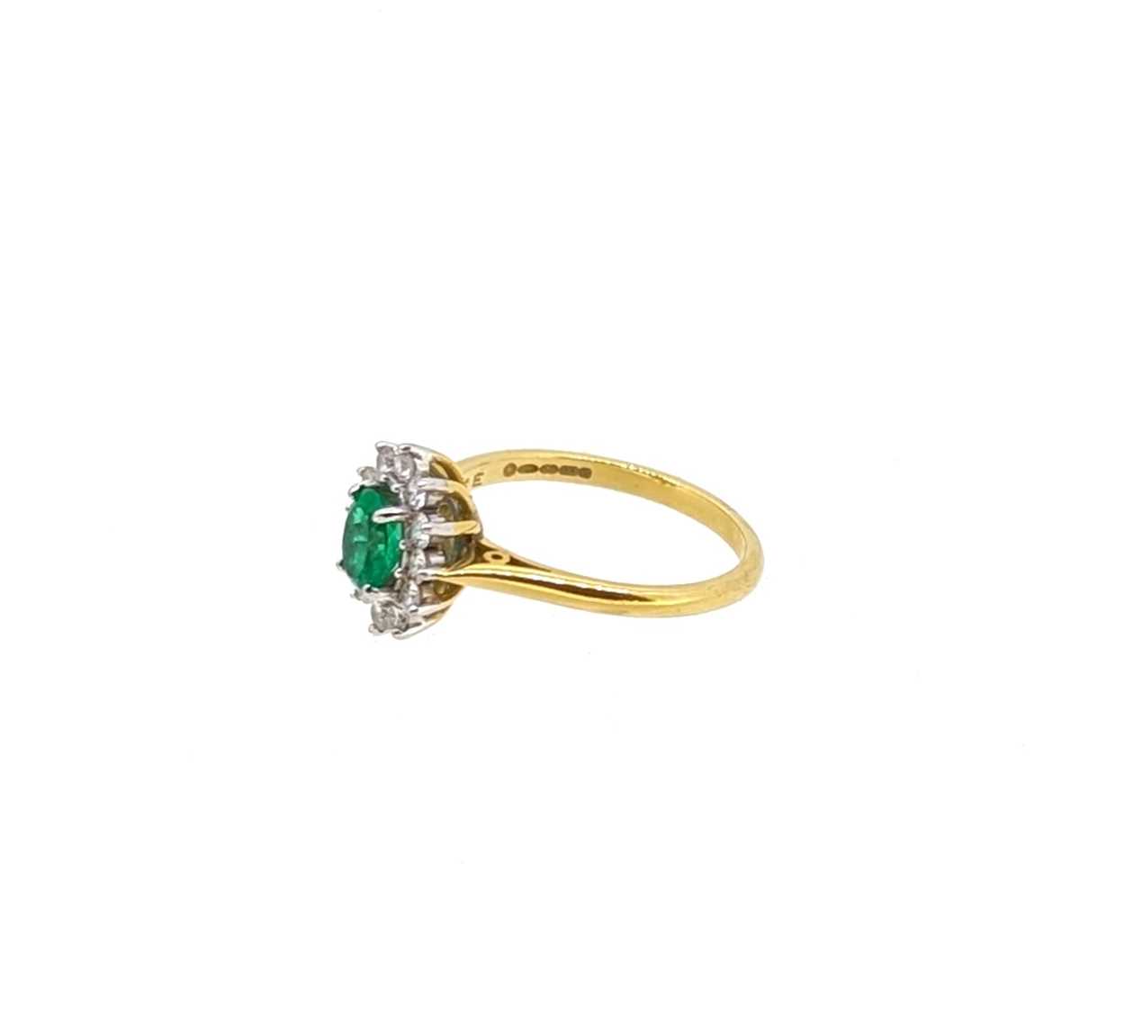 An 18ct gold emerald and diamond cluster ring, - Image 2 of 4