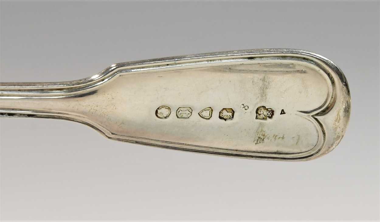 A 33-piece set of Victorian silver flatware, mark of Hunt & Roskell with 23 additions, - Image 5 of 7