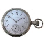 Giles Brothers & Company, Chicago - An open faced side wind pocket watch with exhibition case,
