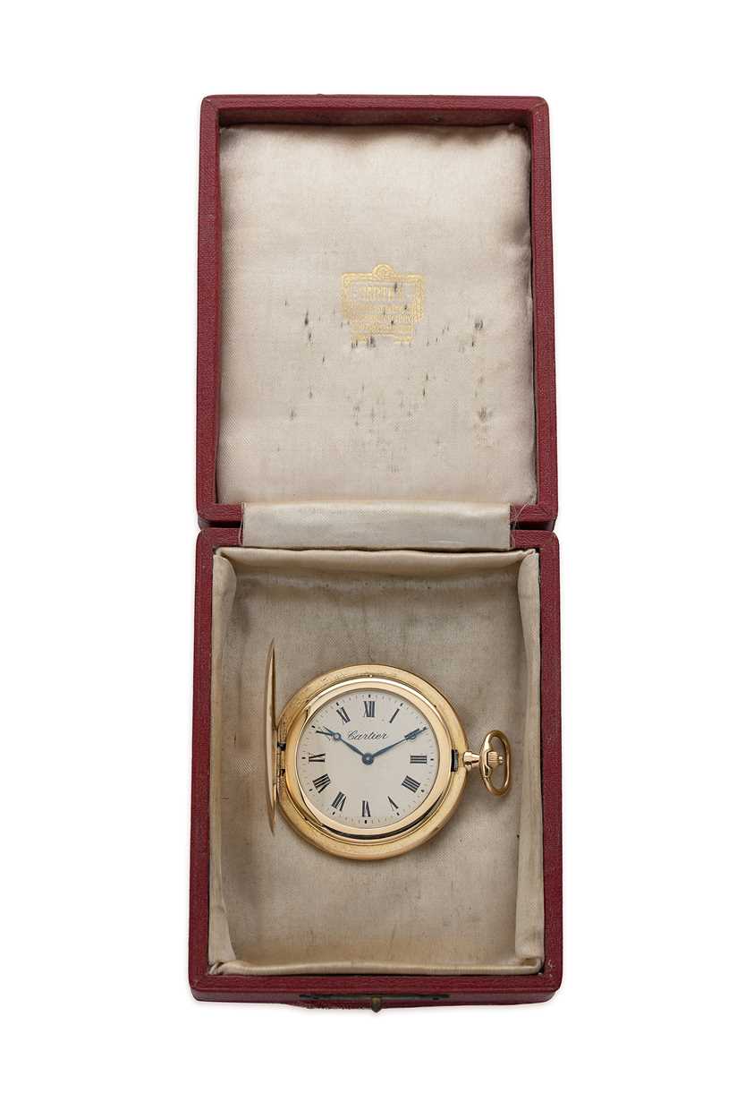 Cartier - An 18ct gold exceptionally slim hunter dress pocket watch, - Image 3 of 14