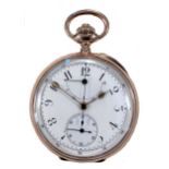 Stauffer, Son & Co. for József Lechner, Budapest, - A Swiss 14ct gold open faced chronograph pocket