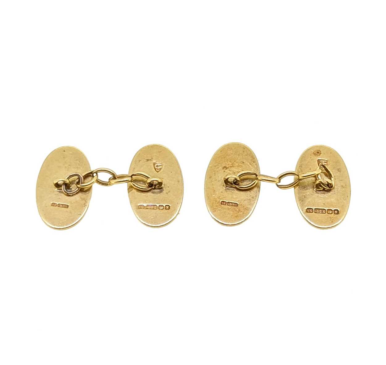 A pair of 15ct gold cufflinks, - Image 3 of 3