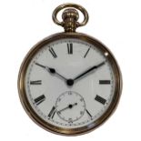 Unsigned - A 9ct gold open faced pocket watch,