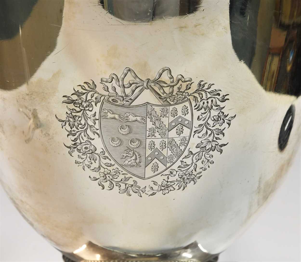 A George III 18th century silver hot water urn and cover, - Image 5 of 11